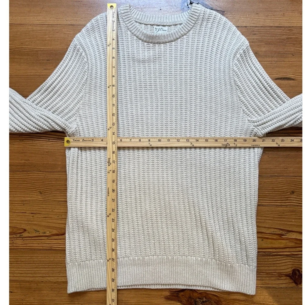 J Crew‎ Shaker Stitch Sweater Mens Cream Cotton Knit Crewneck SIZE XL